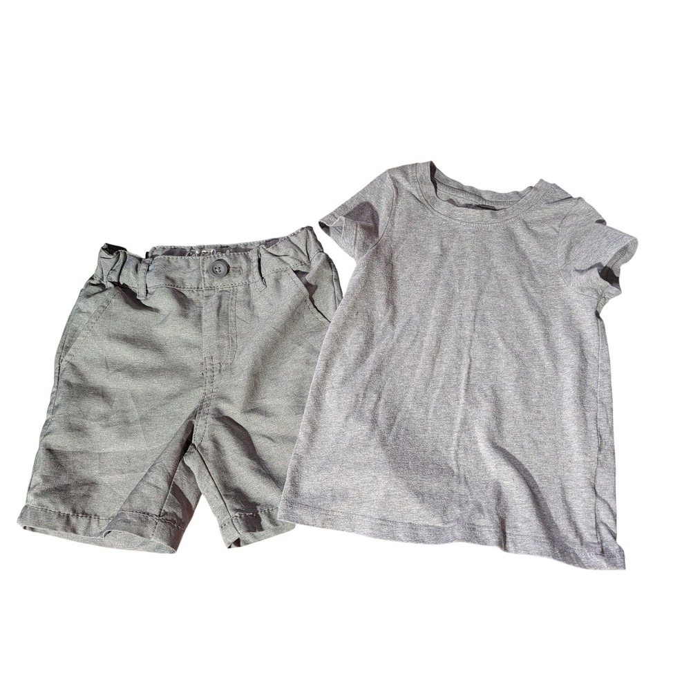 Cat & Jack Boys 2pc Heather Gray T-Shirt and Shorts Outfit Set Size 3T